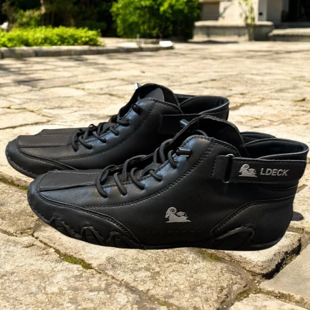 Ldeck Italian Handmade Suede‎ High Boots for Men Waterproof Leather Sneakers